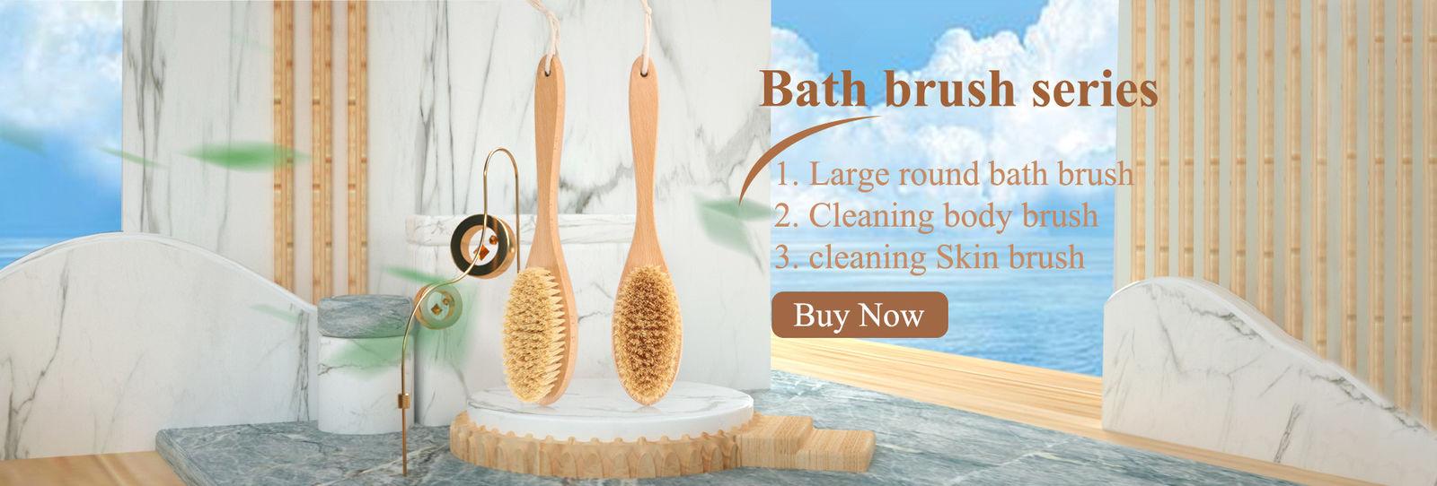 Vegan Sisal Body Dry Brush Detachable Natural Beechwood Long Handle