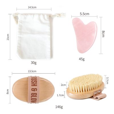 Exfoliating  Body Bath Dry Brush Kit Wooden Scrub Bath Spa Massage