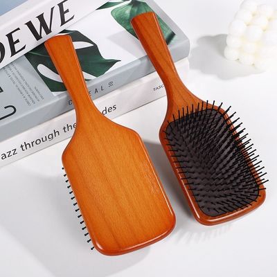 Customized Logo Wooden Square Paddle Hair Brush With 100% Beechwood