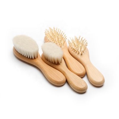 Customized Wood Baby Brush Set With Soft Bristles Natural Goat Hair 4Pcs