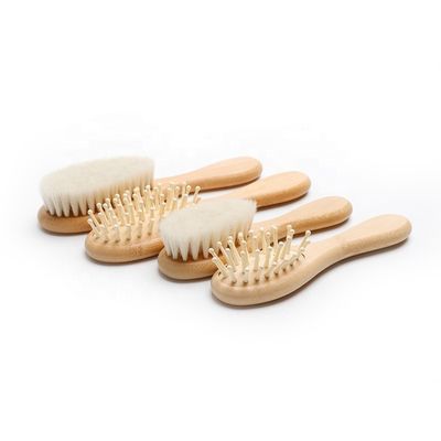 Customized Wood Baby Brush Set With Soft Bristles Natural Goat Hair 4Pcs