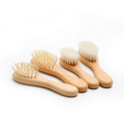 Customized Wood Baby Brush Set With Soft Bristles Natural Goat Hair 4Pcs