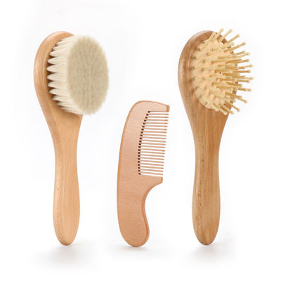 Modern Goat Bristle Brush Wooden Baby Brush And Comb Set For Newborns