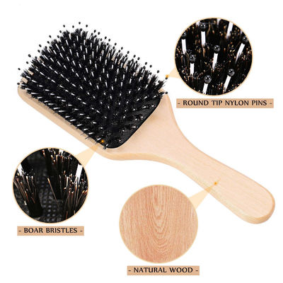 Wooden Handle Boar Bristle Paddle Brush Vented Paddle Brush OEM/ODM