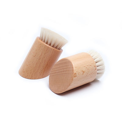 Wooden Handle Facial Cleaning Brush Makeup Remover Brush With Super Soft Goat Bristle