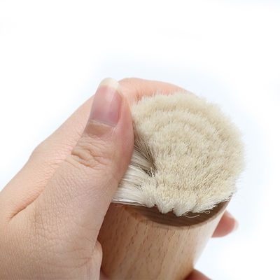 Wooden Handle Facial Cleaning Brush Makeup Remover Brush With Super Soft Goat Bristle