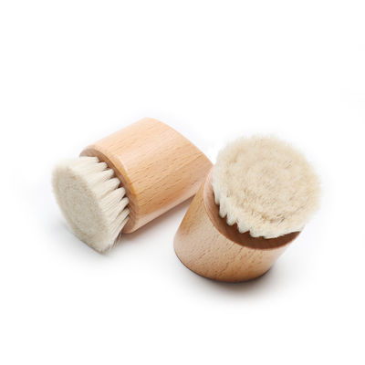 Wooden Handle Facial Cleaning Brush Makeup Remover Brush With Super Soft Goat Bristle