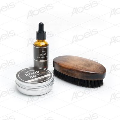 Custom Logo Engraved Portable Pocket Retro Wooden Boar Bristle Beard Brush and Comb Set Men's Beard Care