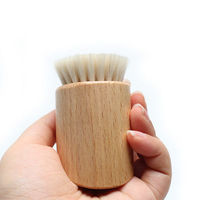 Wooden Handle Facial Cleaning Brush Makeup Remover Brush With Super Soft Goat Bristle