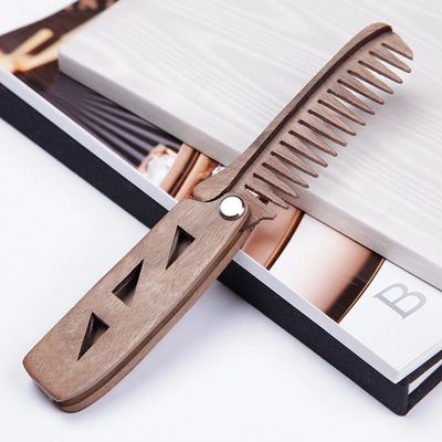 Anti Static Sandalwood Foldable Beard Comb Folding Mustache Comb