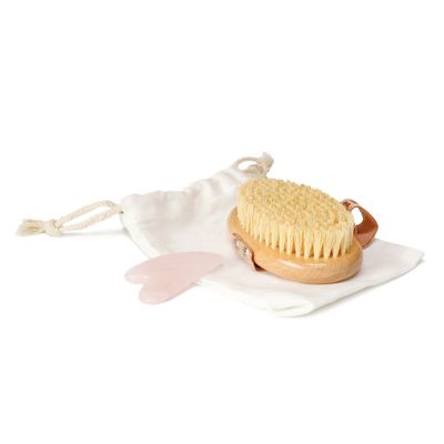 Exfoliating  Body Bath Dry Brush Kit Wooden Scrub Bath Spa Massage