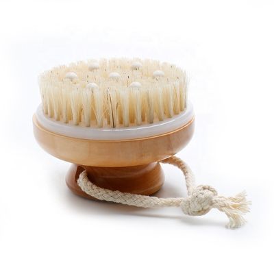 Abeis Round Dry Body Brush Back Scrub Shower Brush For Exfoliation