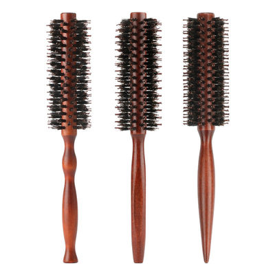 Natural Styling Anti Static Round Hair Curling Combs Set Of 3 With Wooden Handle