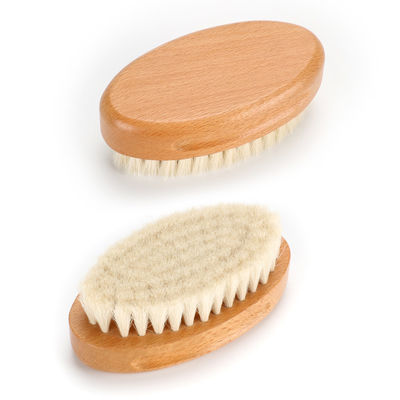 Customized Color 360 Curved Soft Goat Bristle Men Beard Cleaning Brush Laser Customized
