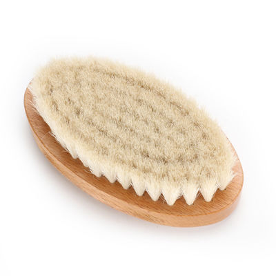 Customized Color 360 Curved Soft Goat Bristle Men Beard Cleaning Brush Laser Customized