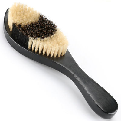 Men'S Two Color Beard Trimming Brush With Beech Wood Handle And Boar Bristles