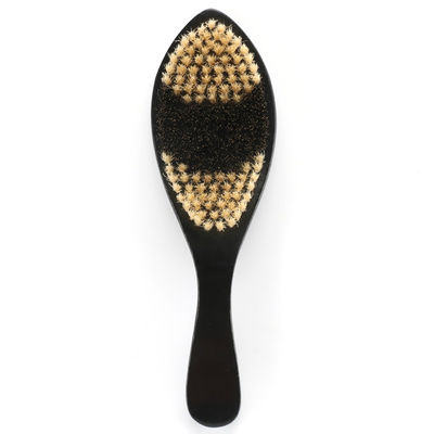 Men'S Two Color Beard Trimming Brush With Beech Wood Handle And Boar Bristles