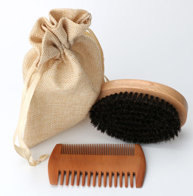 Wooden Beard Brush Grooming Kit for Men Abeis Custom Logo Comb Growth Set Wood