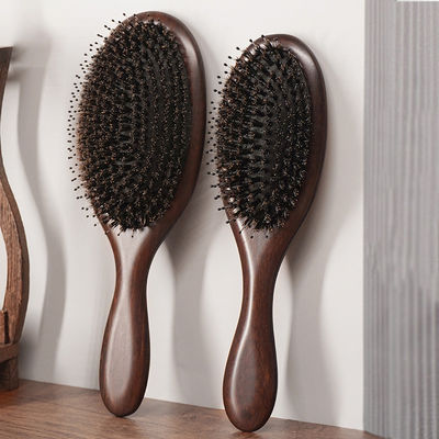 Black Sandalwood And Natural Wood Boar Bristle Hair Brush For Massage