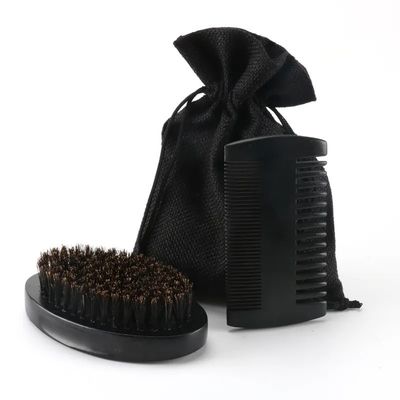 Ergonomic  Custom Logo Beard Comb Brush Set Mens Beard Grooming Kit 100g