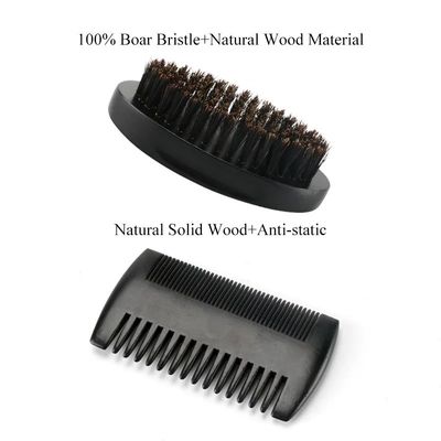 Ergonomic  Custom Logo Beard Comb Brush Set Mens Beard Grooming Kit 100g