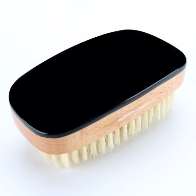 Private Label Square Men Wave Brush Beach Wood Handle Medium Hard Boar Bristle