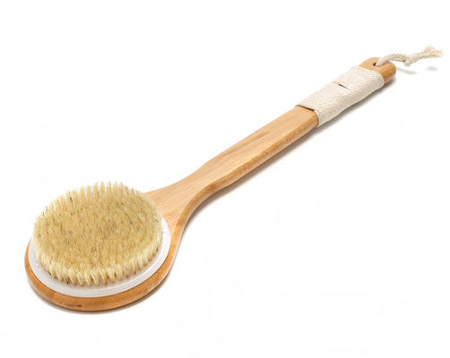 Dry Body Shower Brush Back Scrub Natural Bamboo Long Handle Massage