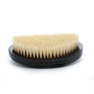 Black Wooden Wave Brush Extra Soft White Boar Bristle For Hair Growth Style