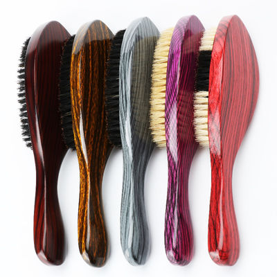 Laser Long Handle Pure Boar Bristle 360 Wave Hair Brush With Customized Pattern