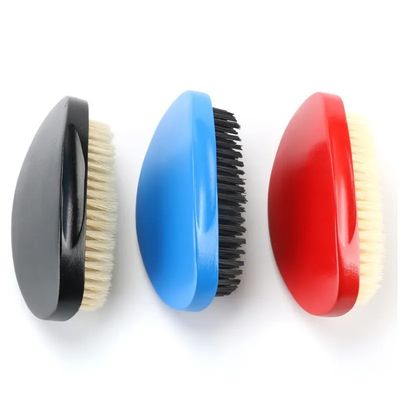Customized PU 360 Wave Hair Brush For Curved Soft White Boar Bristle Vegan Sisal