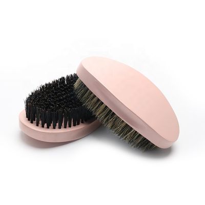 Pink Oval Wave Brush Wood Handle Boar Bristle With Engraved Logo