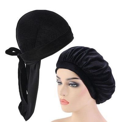 Velvet Durags And Bonnets Set For Sleeping Daily Custom Printed Bonnets