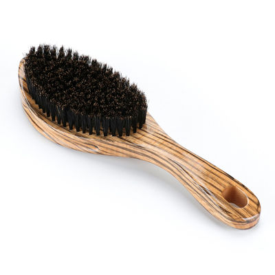 Custom Logo Palm Curved Natural Boar Bristle Hair Brush Ideal for Beard and Mustache Care