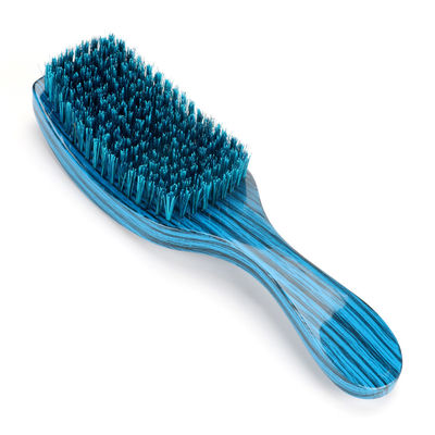 Custom Soft Red Boar Bristle 360 Curved Wave Brush Long Handle For Hair Style