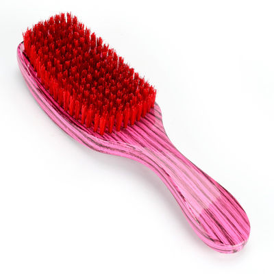 Custom Soft Red Boar Bristle 360 Curved Wave Brush Long Handle For Hair Style