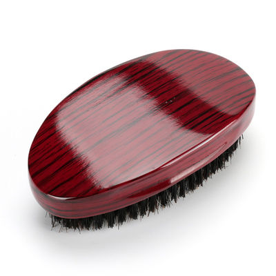 Personalized Wooden Handle Wave Brush Red Curved Palmed Medium Bristle Hair Brush