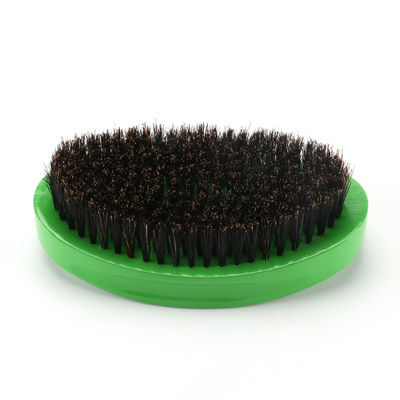 Medium Hard Boar Bristle 360 Wave Brush Bend Curve Green Hairbrush Custom Logo