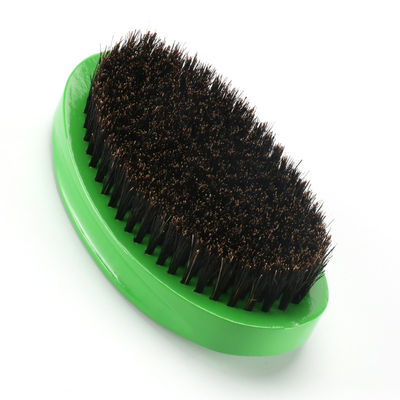 Medium Hard Boar Bristle 360 Wave Brush Bend Curve Green Hairbrush Custom Logo