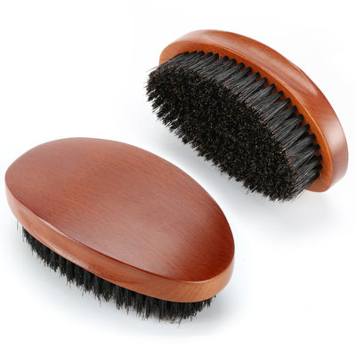 360 Wave Brushes Dark Brown Abeis Engrave Logo Curved Palm Soft Mixed Boar Bristle