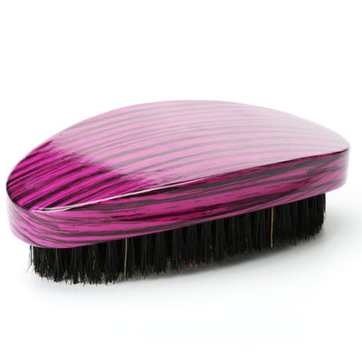 Customer Logo 360 Wave Curved For Men Beard Brush Soft Hard Boar Bristle Black