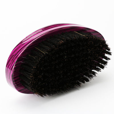 Customer Logo 360 Wave Curved For Men Beard Brush Soft Hard Boar Bristle Black