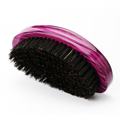 Customer Logo 360 Wave Curved For Men Beard Brush Soft Hard Boar Bristle Black