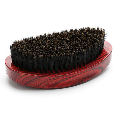 Red Woodgrain 360 Wave Curve Brush Abeis Custom Logo PU Paint Boar Bristle Palm