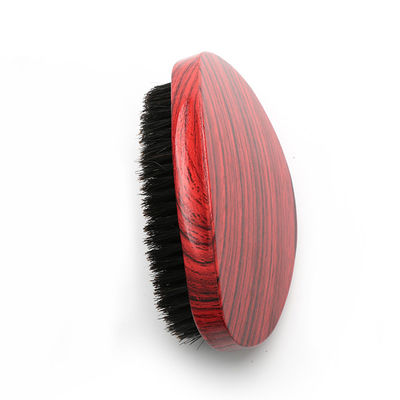 Red Woodgrain 360 Wave Curve Brush Abeis Custom Logo PU Paint Boar Bristle Palm