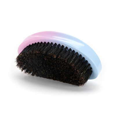 Custom Logo 360 Wave Brush PU Gradient Glossy Soft Medium Bristle Wood Curved