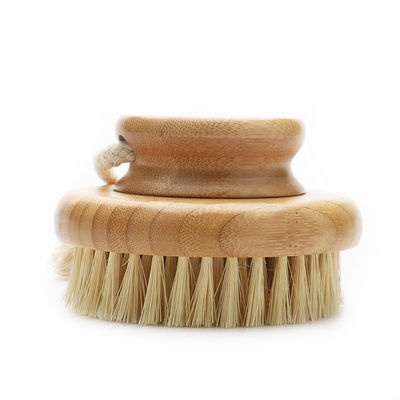 Natural Bamboo Body Dry Exfoliating Brush White Horse Boar Bristle Shower Brush