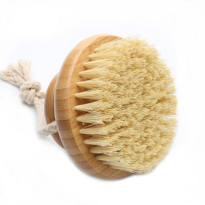 Natural Bamboo Body Dry Exfoliating Brush White Horse Boar Bristle Shower Brush