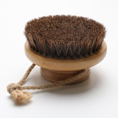 Natural Bamboo Body Dry Exfoliating Brush White Horse Boar Bristle Shower Brush