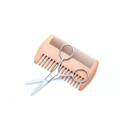 Natural Hard Boar Bristle Wood Beard Brush Set for Men's Hair Grooming Kit