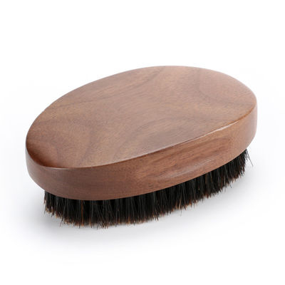 Walnut Wooden Beard Brush Oval Customize Brand Logo Beard Grooming Brush